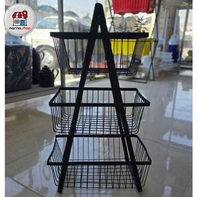 جای سیب زمینی و پیاز 3 طبقه دسته چوبی مربع 6140