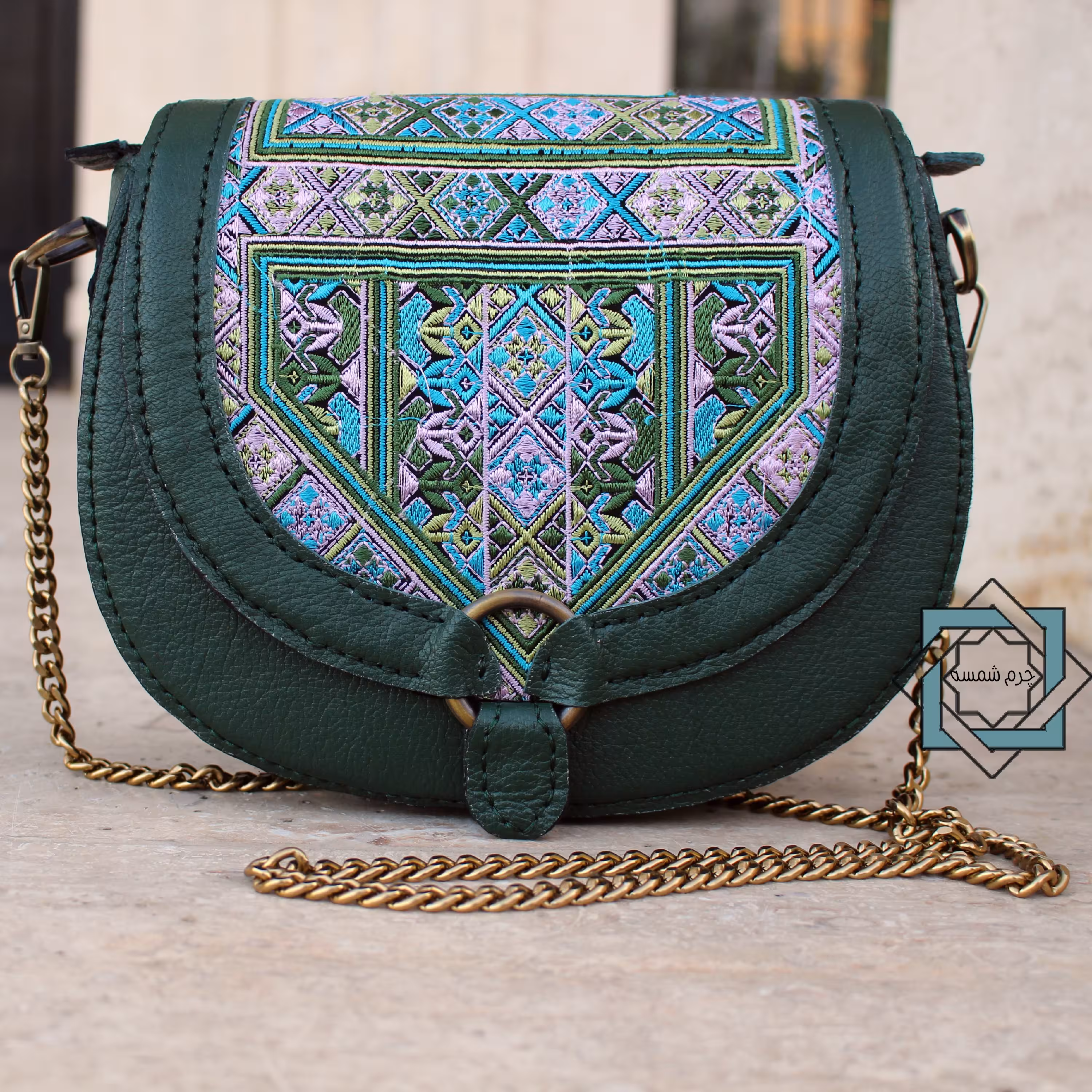 کیف چرم سوزن دوزی کد717