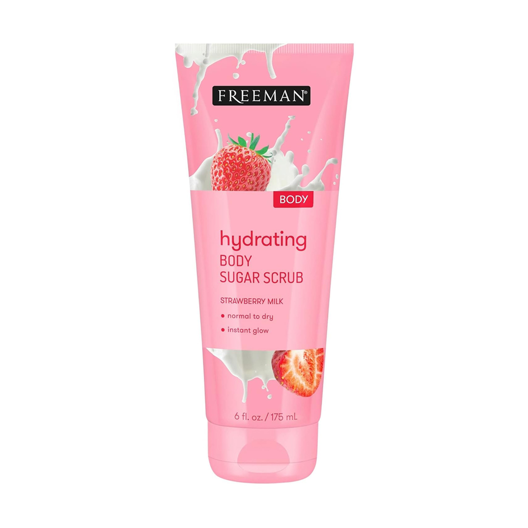 اسکراب بدن فریمن حاوی شکر و شیر توت‌ فرنگی حجم 175 میلی لیتر