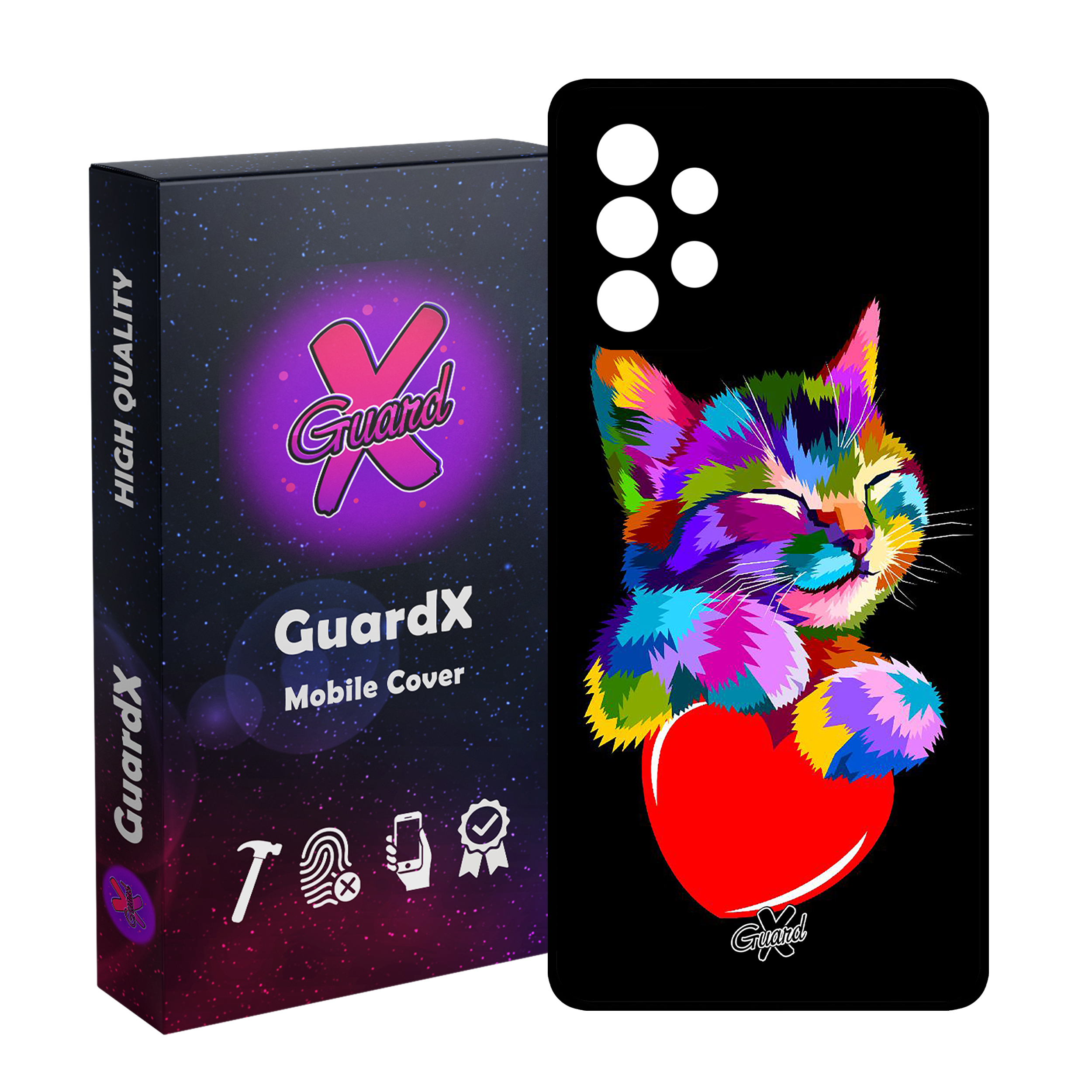 کاور گارد ایکس طرح گربه مدل Glass10269 مناسب برای گوشی موبایل سامسونگ Galaxy A32 5G