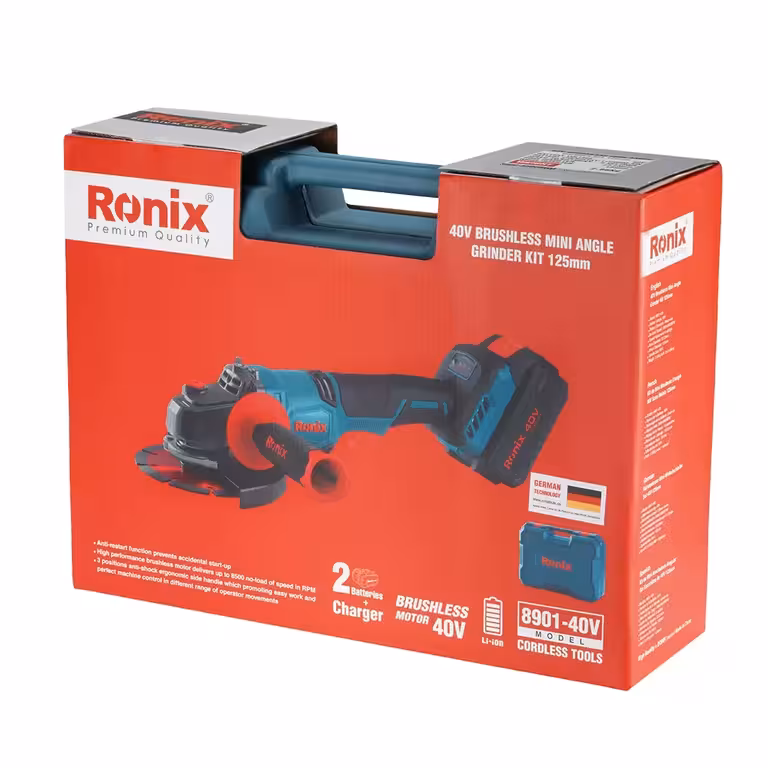 کیت مینی فرز شارژی براشلس 40 ولت 125 میلی متر دیمر دار – 8901 – 40V رونیکس