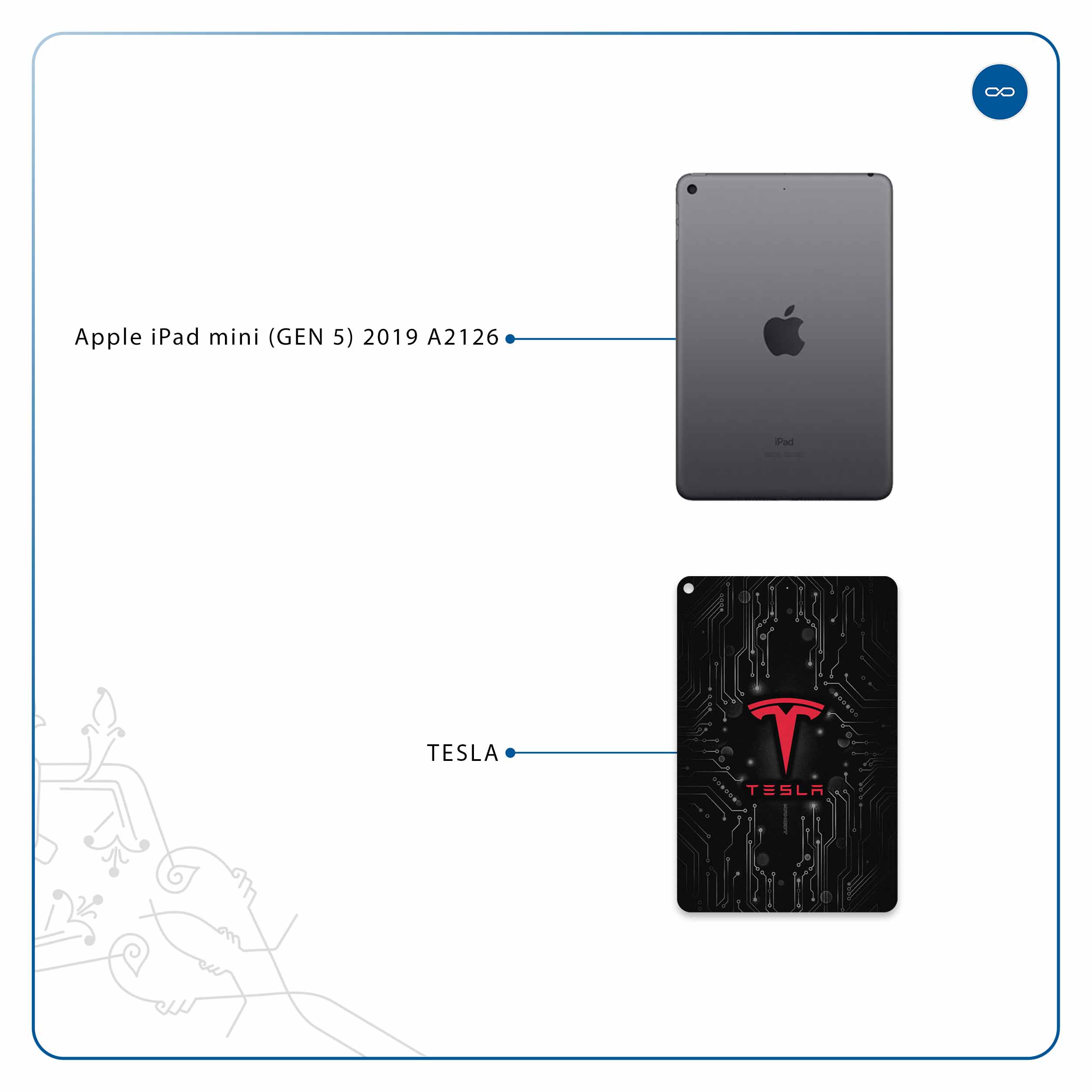 برچسب پوششی ماهوت مدل TESLA مناسب برای تبلت اپل iPad mini (GEN 5) 2019 A2126