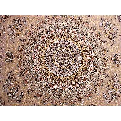 فرش ماشینی زمرد مشهد مدل 45002 زمینه نسکافه ای