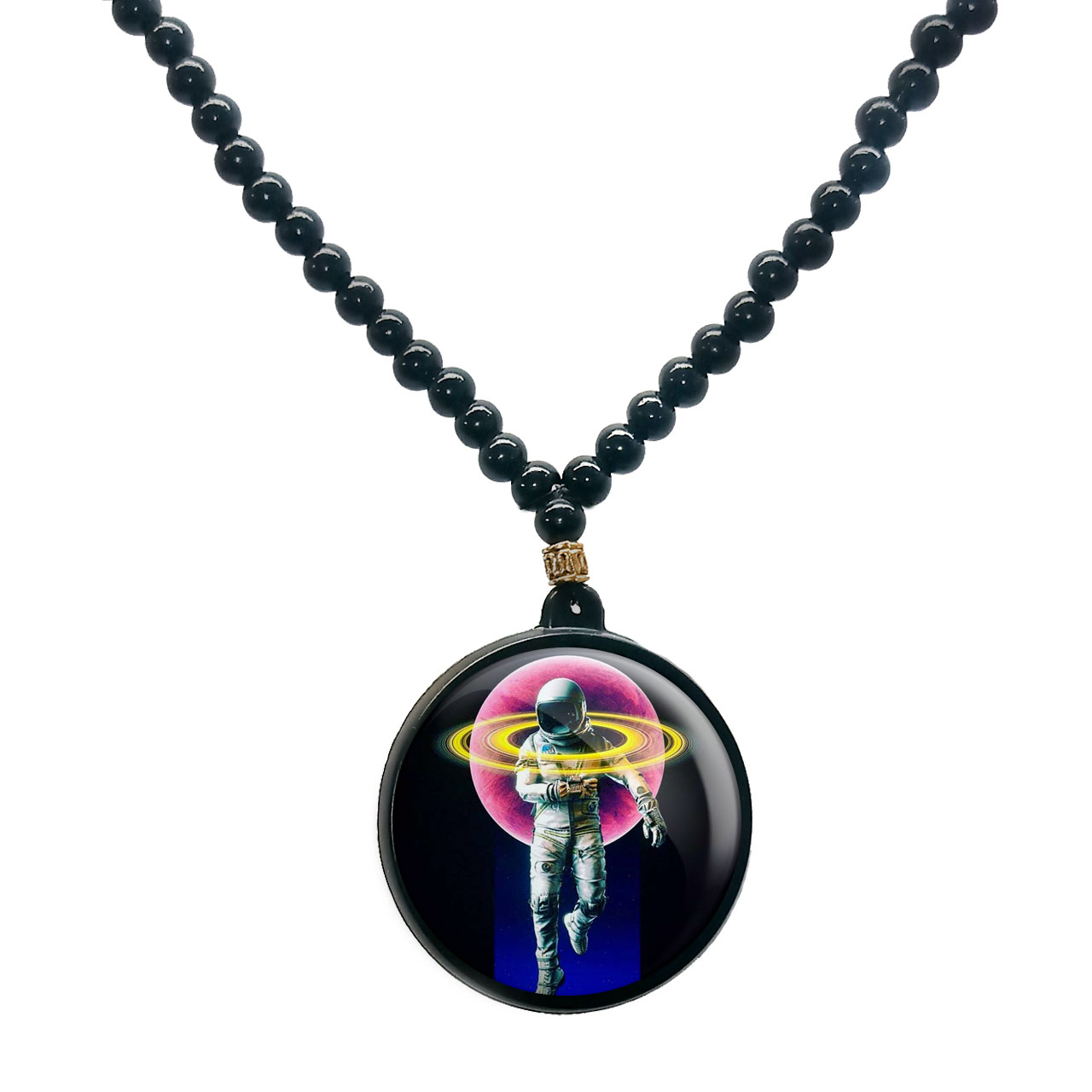 گردنبند پرمانه طرح فضانورد کد pmd.10299 مدل دو طرفه