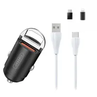 شارژر فندکی ارلدام مدل ES-CC3 به همراه کابل تبدیل microUSB/ لایتنینگ/ USB-C
