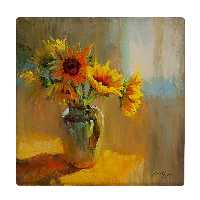 کاشی کارنیلا طرح نقاشی گل آفتابگردان لوحی کد WKB765 