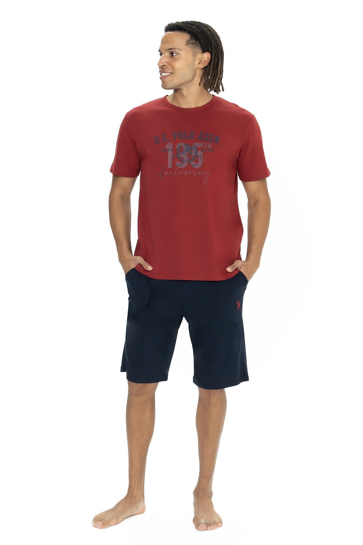 ست پیژامه قرمز مردانه US POLO ASSN اورجینال US Polo Assn