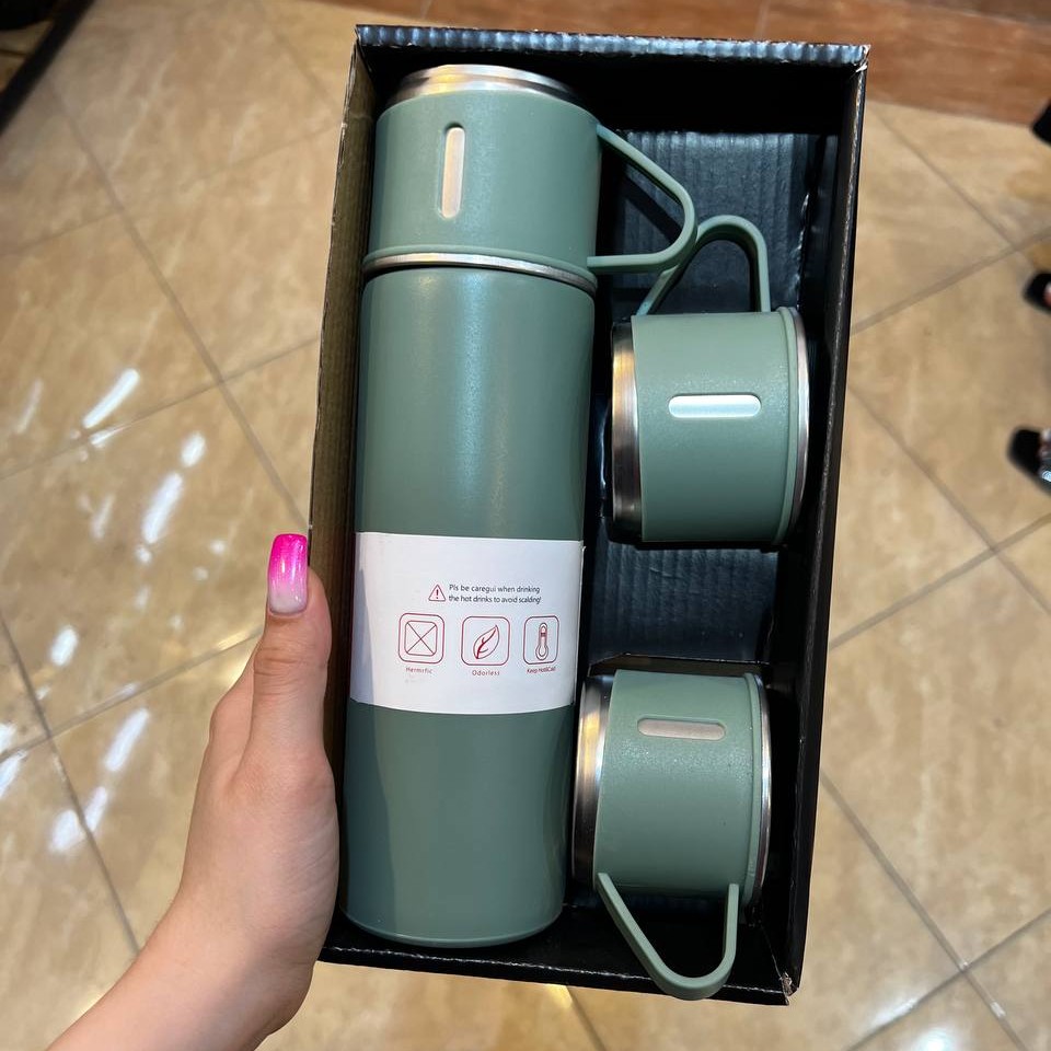 فلاسک سه فنجانه  با بگ کادویی مدل vaccium flusck