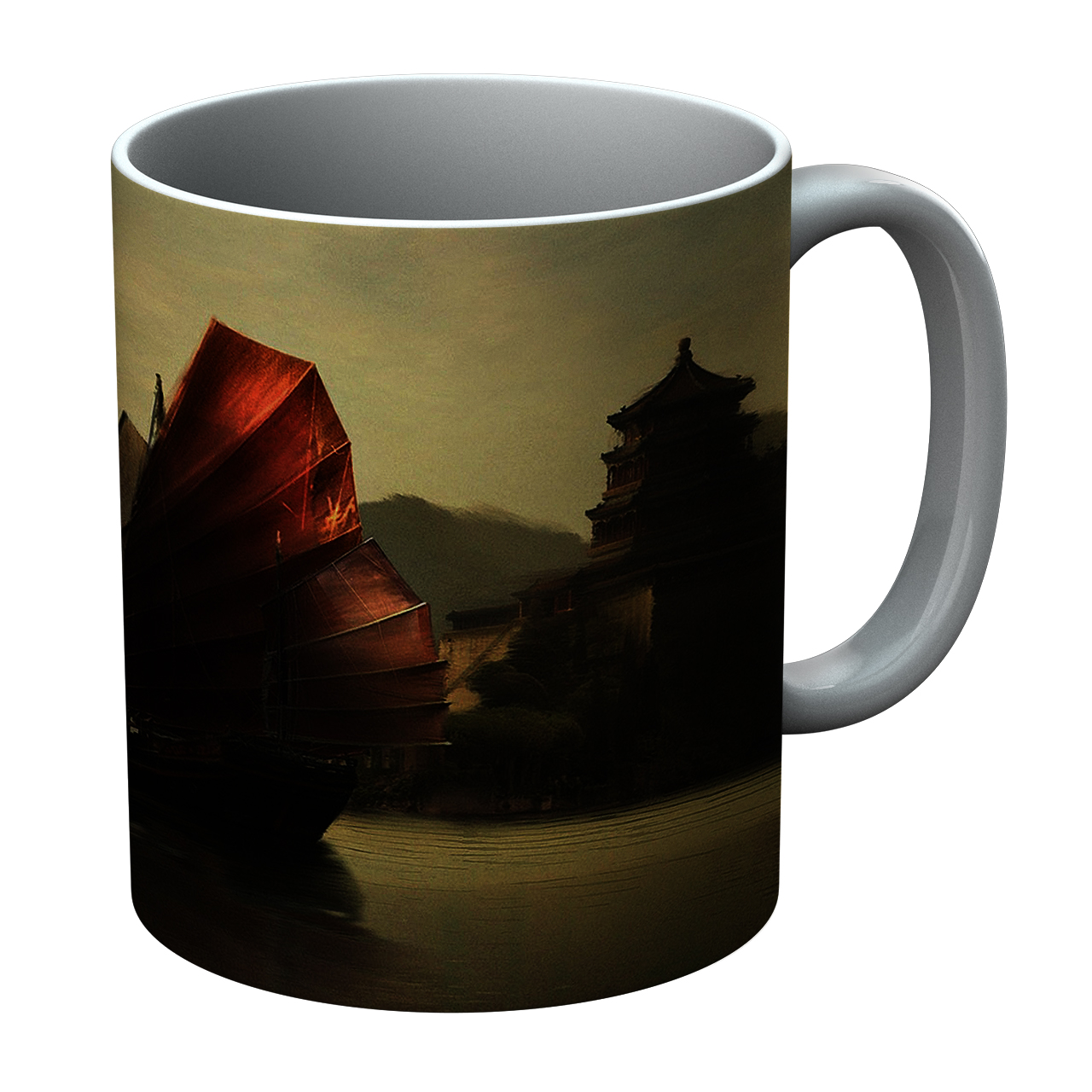 ماگ طرح قایق و رودخانه چینی مدل NI63