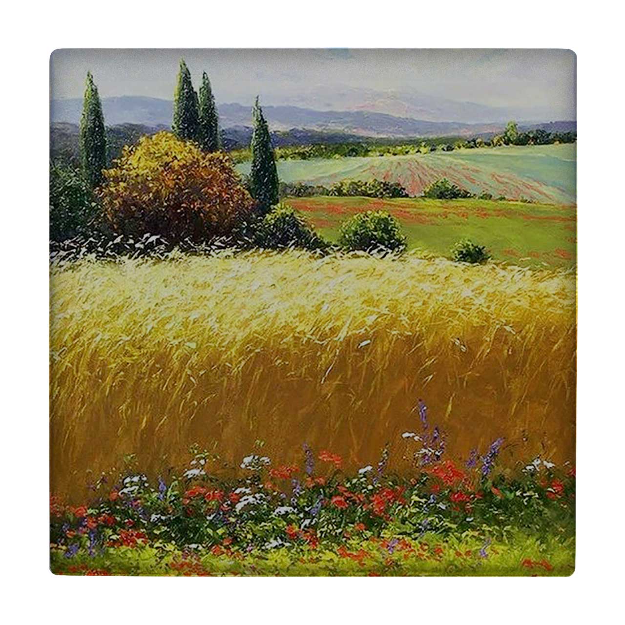 کاشی کارنیلا طرح نقاشی مزرعه و دشت مدل لوحی کد klh988