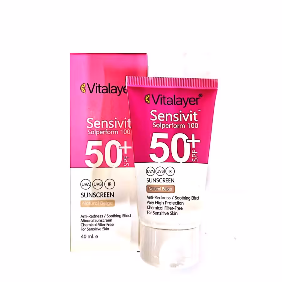 کرم ضد آفتاب پوست حساس ویتالیر رنگ بژ طبیعی - Vitalayer