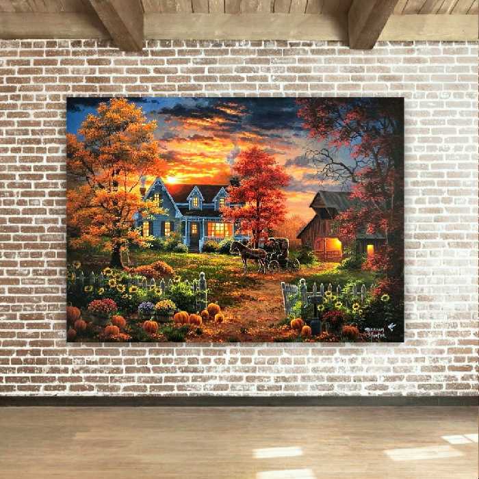 تابلو بوم طرح طبیعت پاییز کد SDB2443