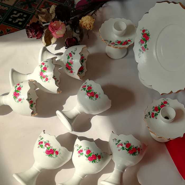 ست هفت سین گل سرخی نوستالژی ظروف گل سرخی قدیمی، یه ست خاص وشیک
