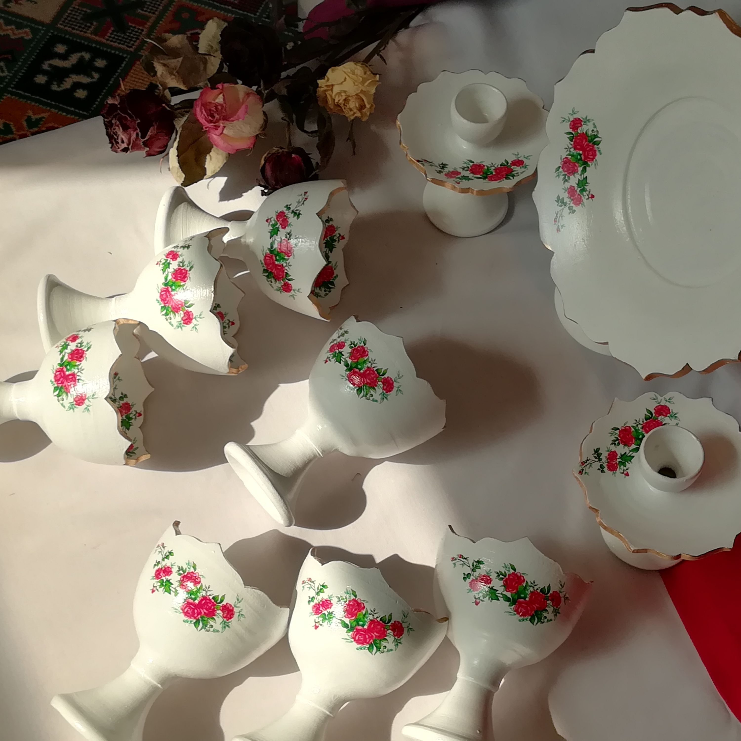 ست هفت سین گل سرخی نوستالژی ظروف گل سرخی قدیمی، یه ست خاص وشیک