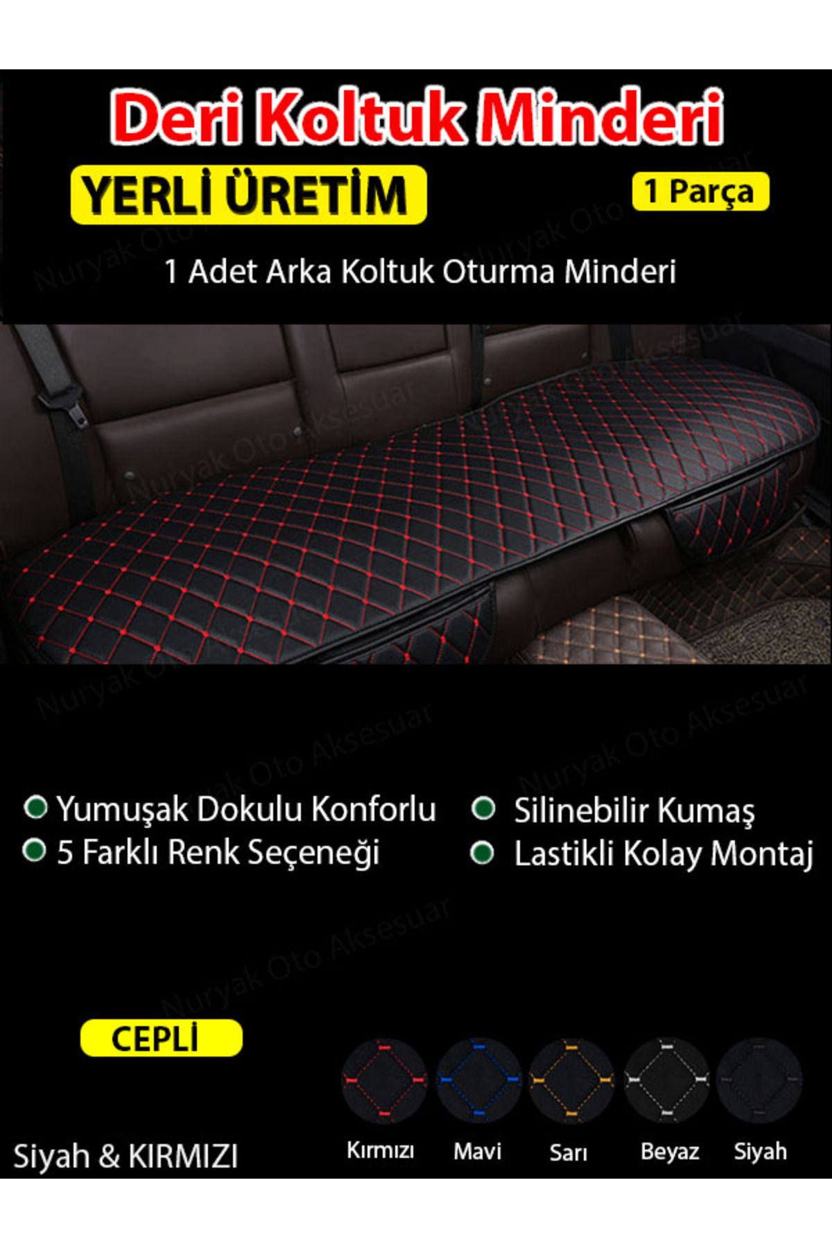 بالشتک صندلی خودرو قرمز TOYOTA COROLLA HYBRID 2019 و کوسن سه گانه عقب چرمی سیاه را عرق نمی کند Nuryak Oto Aksesuar