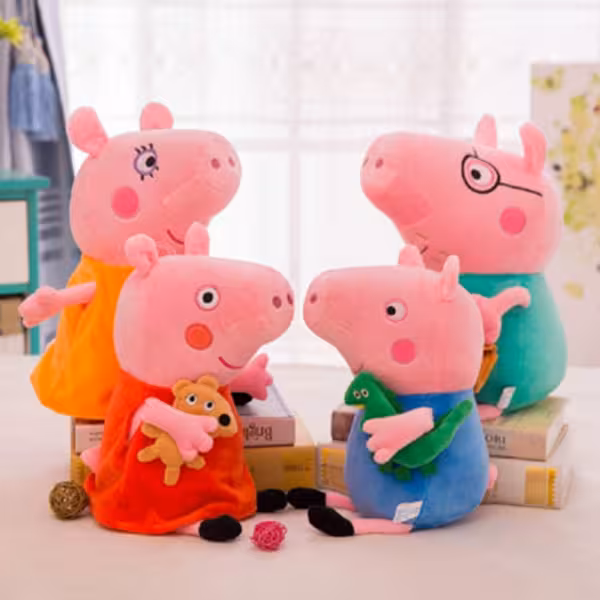 عروسک طرح پپاپیگ مدل Peppa Family ارتفاع 30 سانتی متر بسته 4 عددی