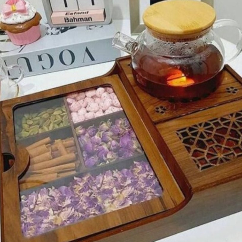 ظرف پذیرایی تی باکس چوبی وارمردار
