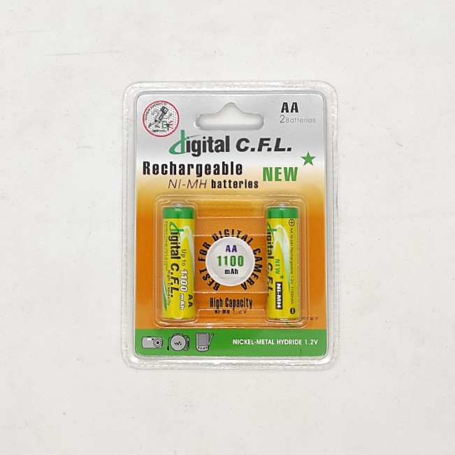 باتری قلمی قابل شارژ دیجیتال سی اف ال کد 1100 بسته دو عددی