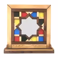 شلف دیواری مدل گره چینی طرح شیشه رنگی