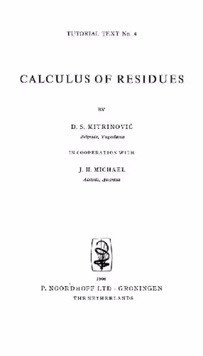 خرید و دانلود نسخه کامل کتاب Calculus of residues,
