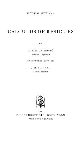 خرید و دانلود نسخه کامل کتاب Calculus of residues,