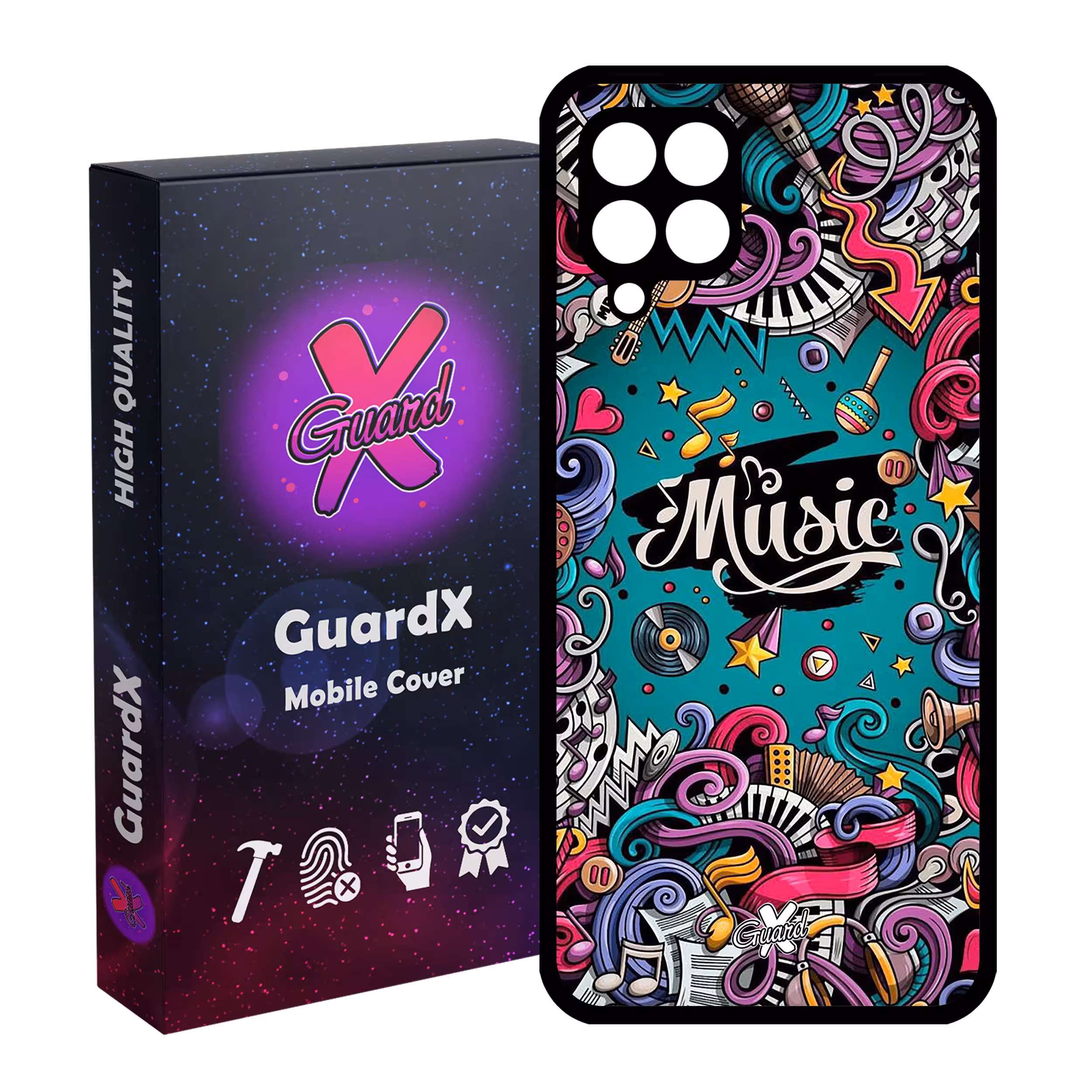 کاور گارد ایکس طرح Music مدل Glass10025 مناسب برای گوشی موبایل سامسونگ Galaxy A12