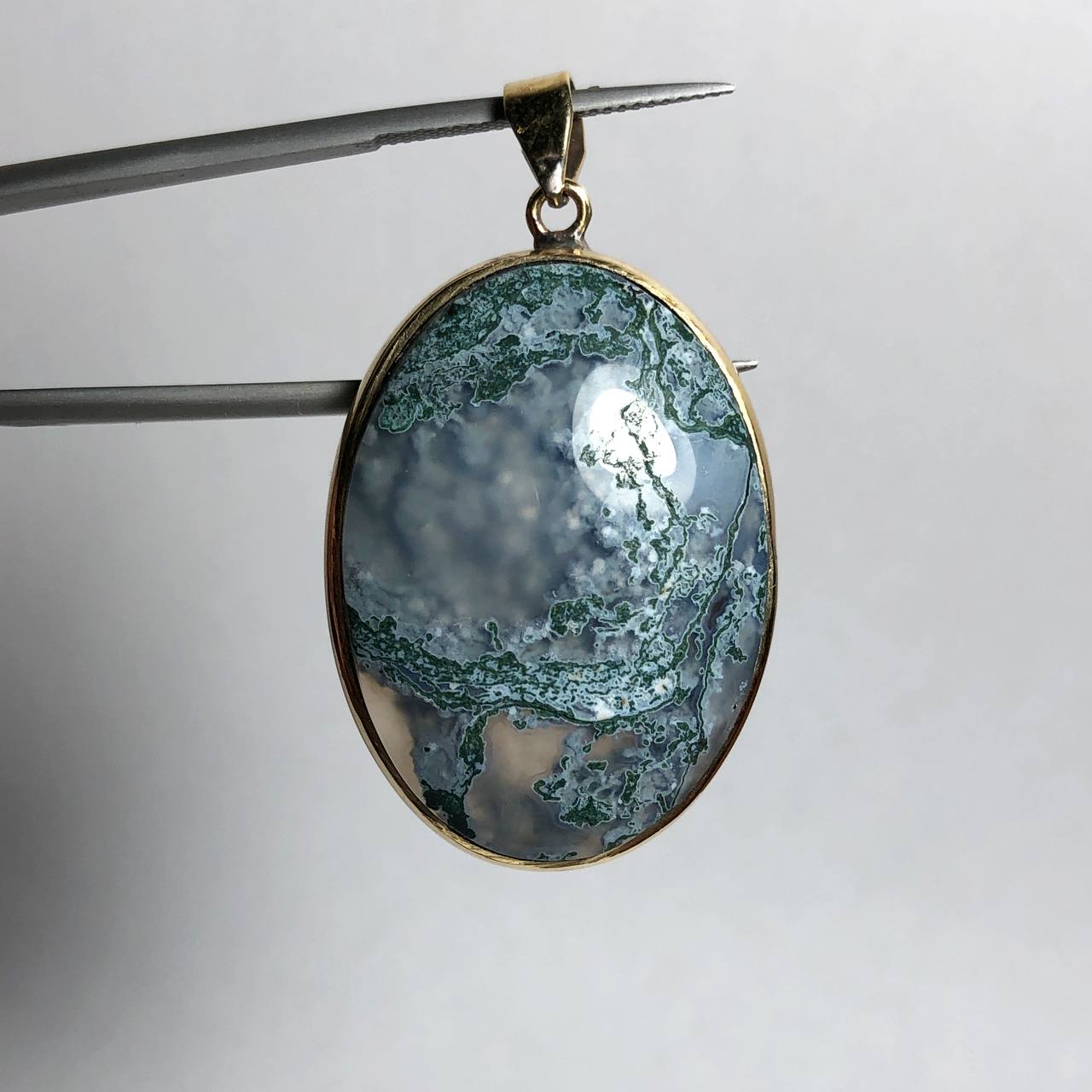 پلاک عقیق خزه ای طبیعی بیضی ایران 240266