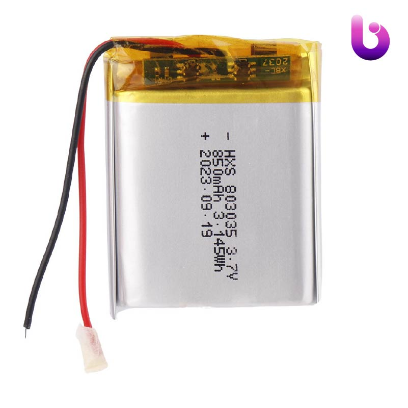 باتری لیتیوم 850mAh 35*28*8mm 803035