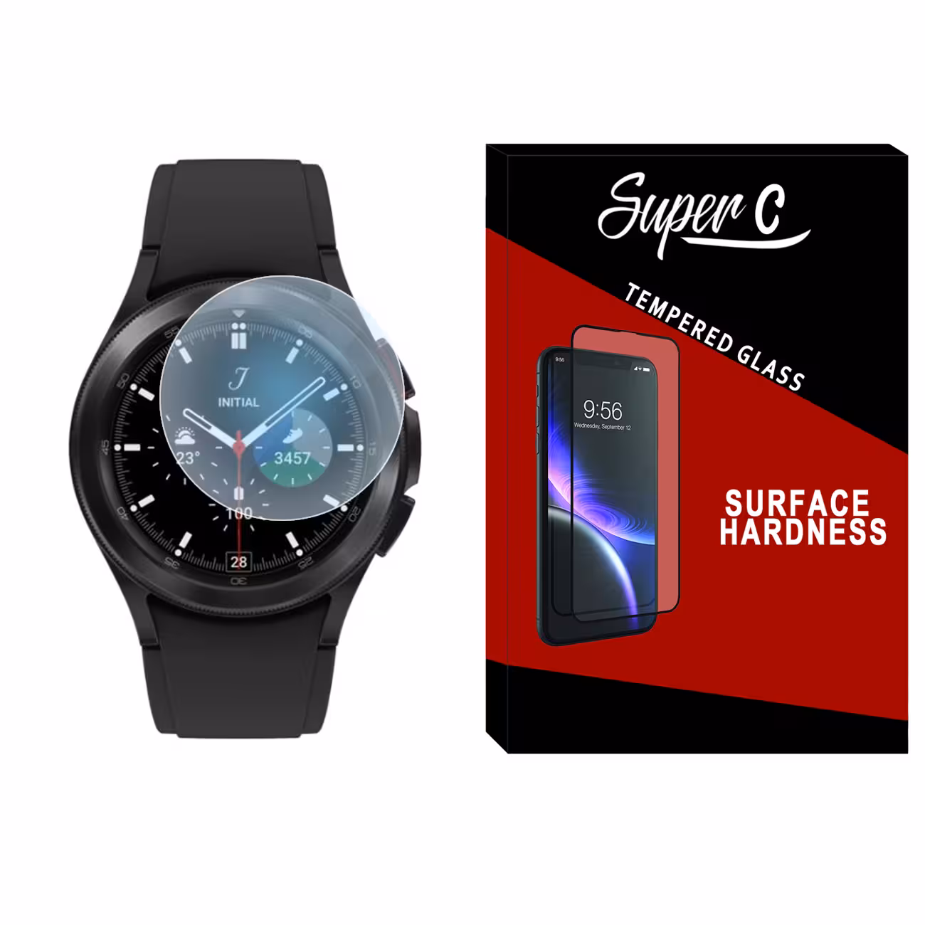 محافظ صفحه نمایش شیشه ای سوپرسی مدل SH-SC مناسب برای ساعت هوشمند سامسونگ Galaxy Watch 4 Classic 42mm