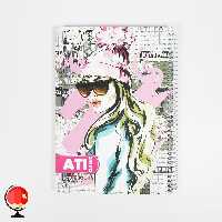 دفتر مشق 100 برگ سیمی جلد سخت طرح صورتی آتی