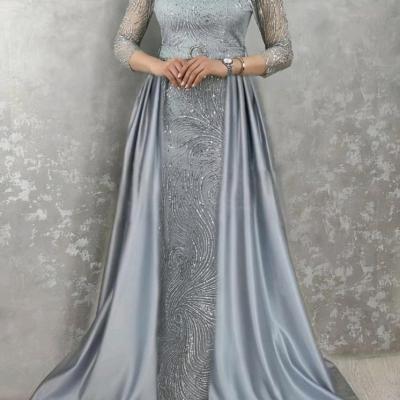 پیراهن شب زنانه ساتن مدل ماکسی مجلسی پولک دوزی