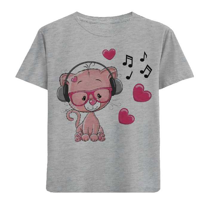 تی شرت بچگانه مدل گربه هدفون F495