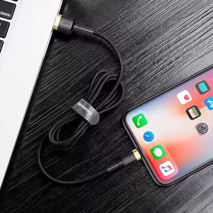 کابل USB به لایتنینگ باسئوس Baseus cafule Cable USB For lightning 2.4A 0.5M Gold Black