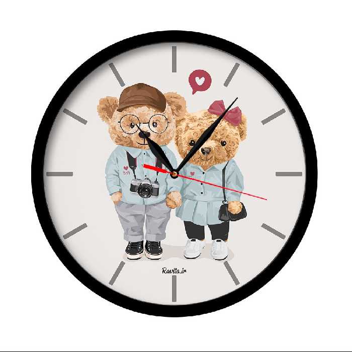 ساعت دیواری راویتا مدل تدی کد 3435  در رنگ های مشکی و سفید 