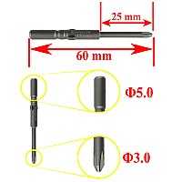 سری پیچ گوشتی چهارسو Φ5.0x60mmxΦ3.0x25mm