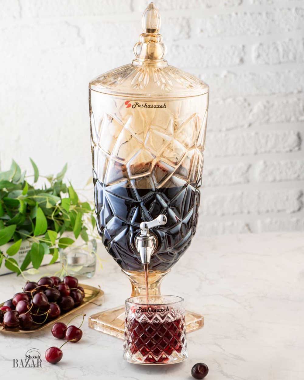 کلمن شیشه ای عسلی 3.5 لیتر پاشاسازه مدل کراک کد 43100