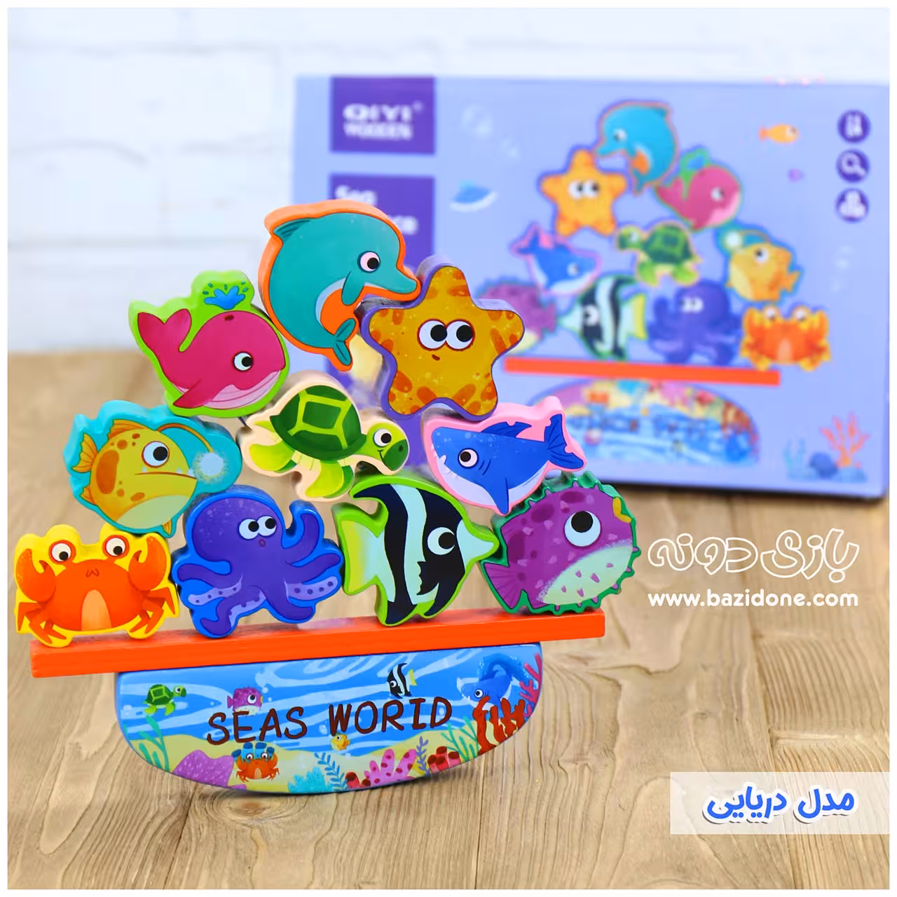 بازی فکری تعادلی چوبی مدل حیوانات دریایی