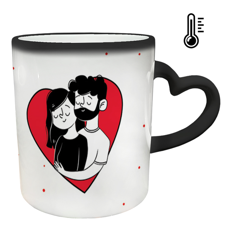 ماگ حرارتی مدل دسته قلبی طرح عاشقانه کد 33