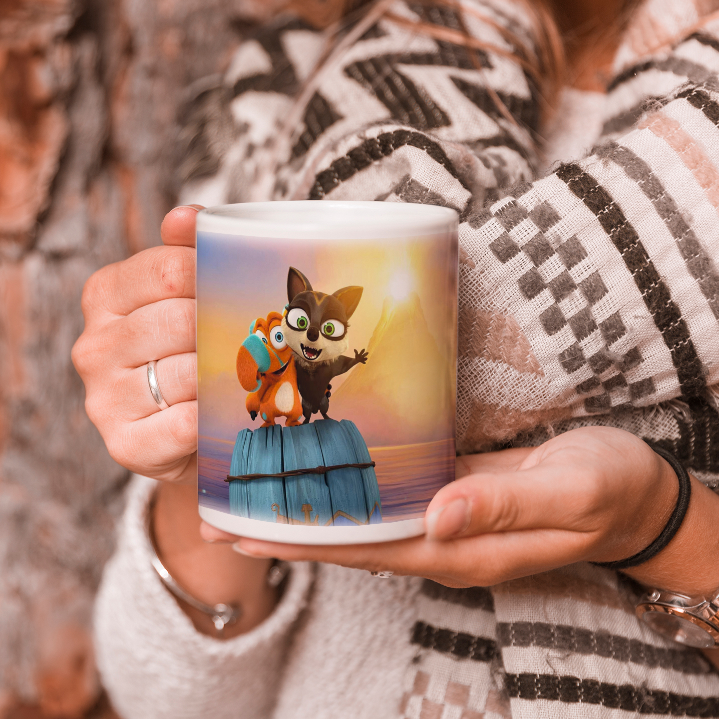 ماگ طرح انیمیشن دو به دو برفراز دریا کد 015