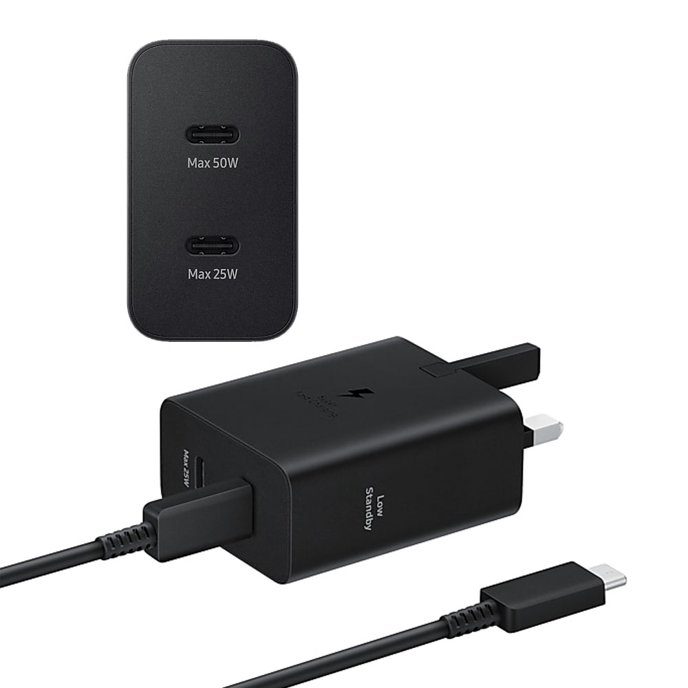 شارژر دیواری اورجینال سامسونگ مدل EP-T5020 توان 50 وات سه پین با کابل تایپ سی