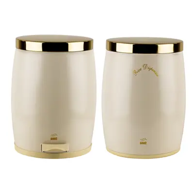 سطل زباله پدالی بهاز کالا مدل خمره ای کد DR GOLD-14L به همراه ظرف برنج