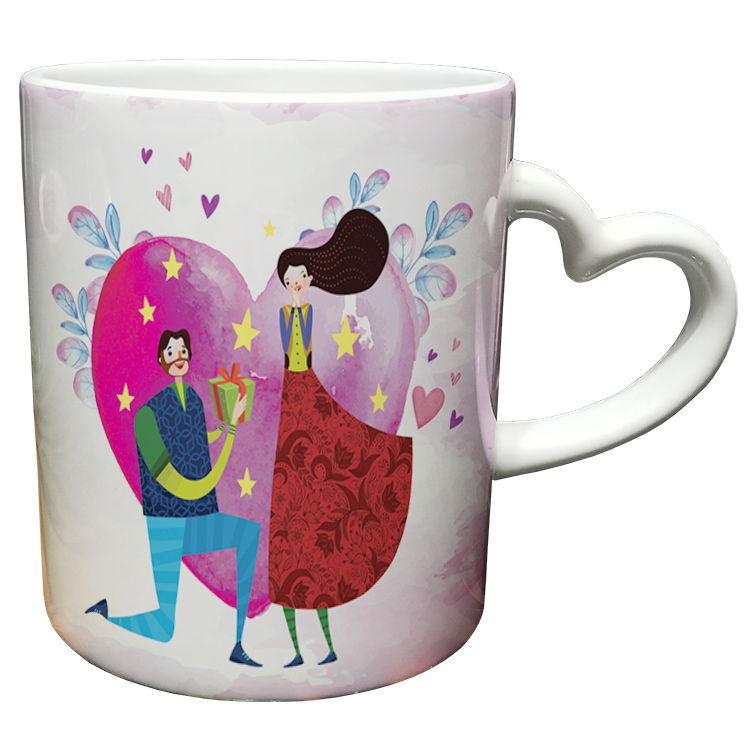 ماگ مدل دسته قلبی طرح عاشقانه کد 56