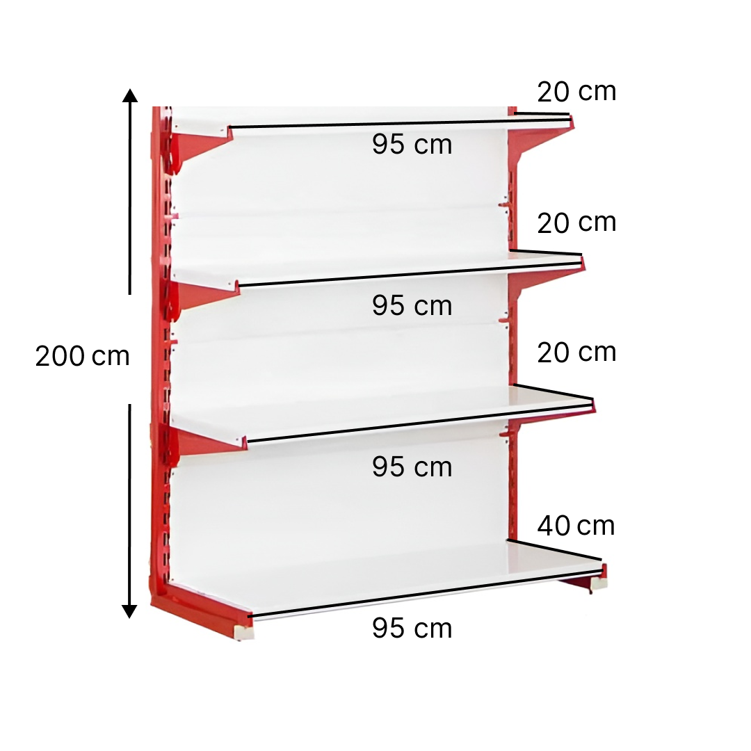 خرید و قیمت قفسه سوپری‌ خودایست 4‌‌ طبقه 95x20 ارتفاع 200 - قفسه‌بندی وکیلی