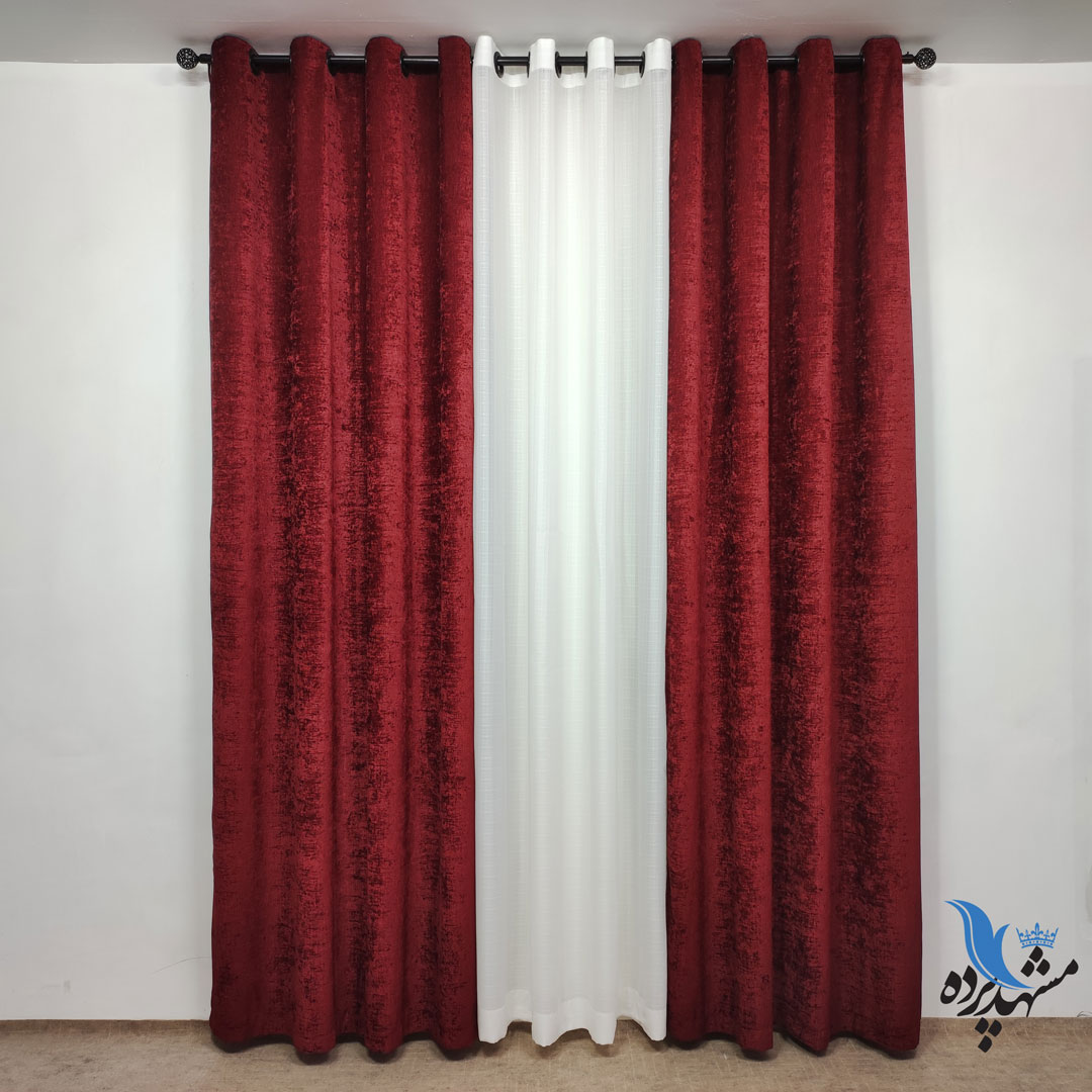 پرده مخمل شانل زرشکی (قیمت رقابتی)