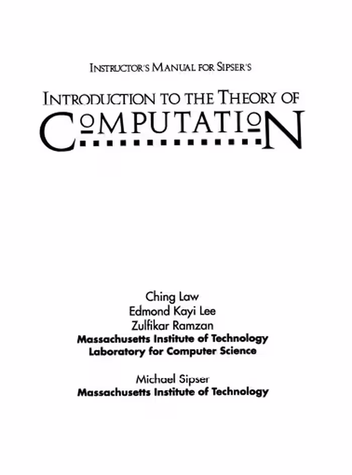 خرید و دانلود نسخه کامل کتاب Solution Manual Introduction to the Theory of Computation - Pdf