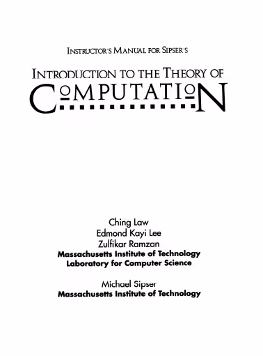 خرید و دانلود نسخه کامل کتاب Solution Manual Introduction to the Theory of Computation - Pdf