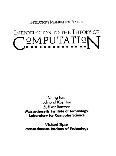 خرید و دانلود نسخه کامل کتاب Solution Manual Introduction to the Theory of Computation - Pdf