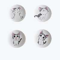 بشقاب دیوارکوب سفالی طرح پیشی مجموعه 4عددی