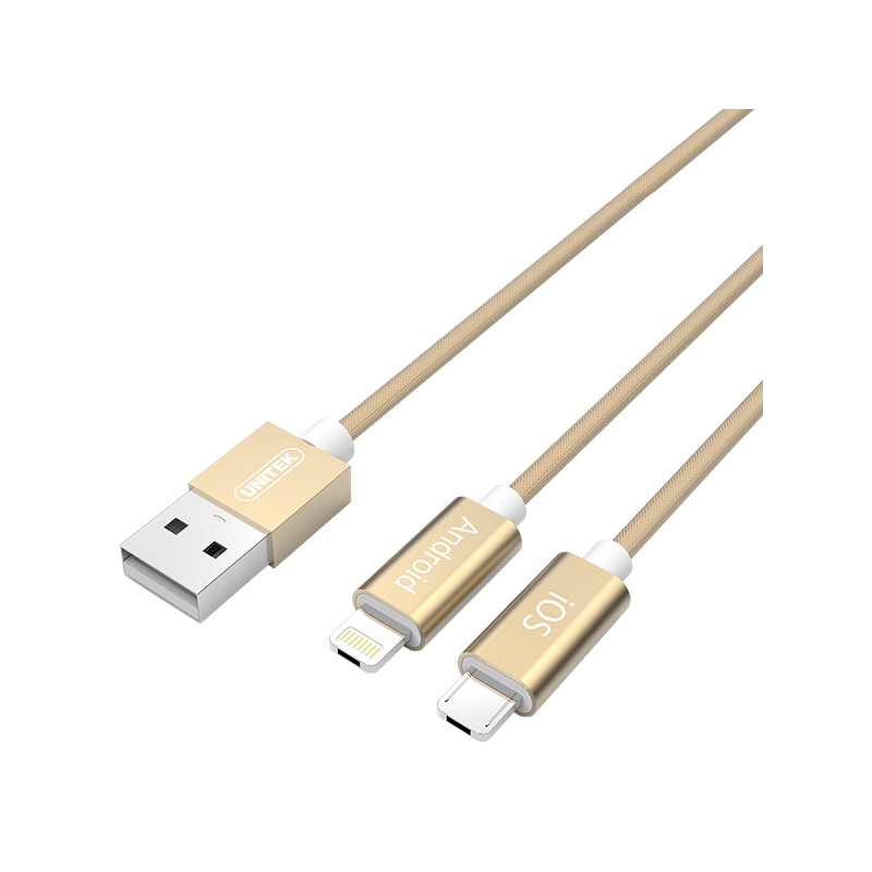 کابل micro USB و لایتنینگ 1.5 متری یونیتک مدل Y-C4023GD