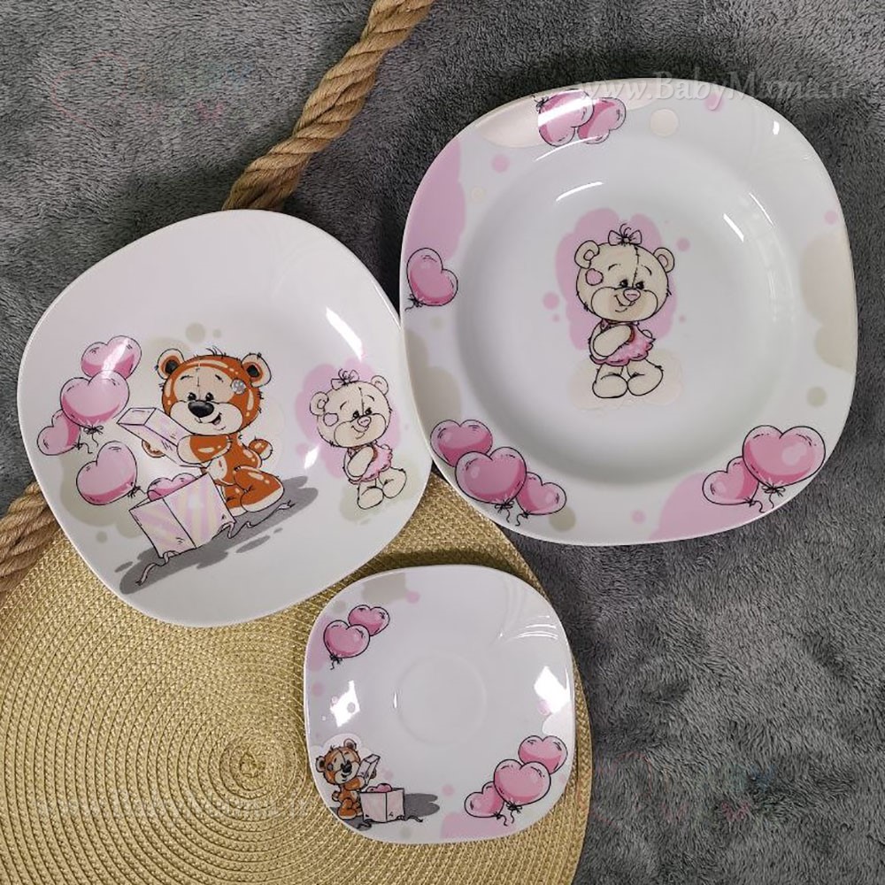 سرویس چینی 3 پارچه مربع مدل خرس تولد